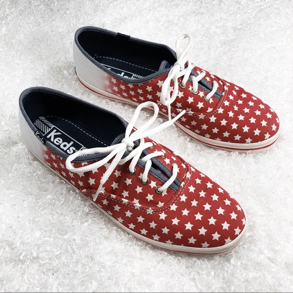 red white and blue keds
